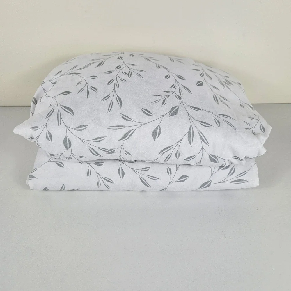 Member's Mark KING 2pc Soft Washed Sheet Bedding Set Soft Silver Botanical Leaf